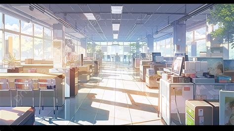 Hd Wallpaper Of An Office In An Abstract Anime Background, 3d ...