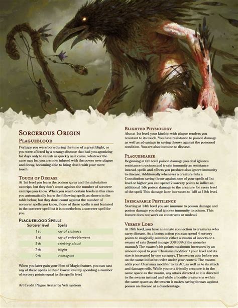 The Plagueblood Sorcerer an archetype focused on poison and disease ...