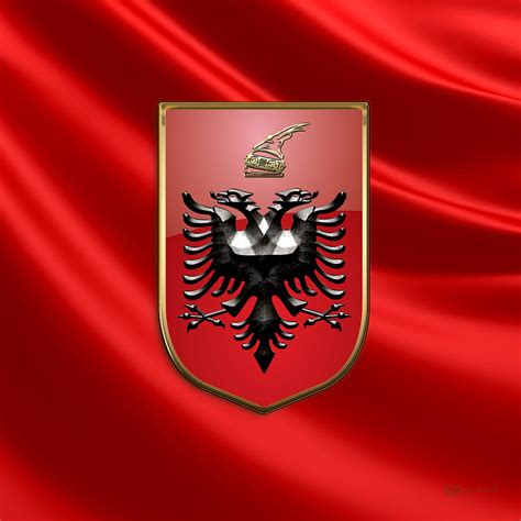 Albania - Coat of Arms over Flag Digital Art by Serge Averbukh - Fine ...