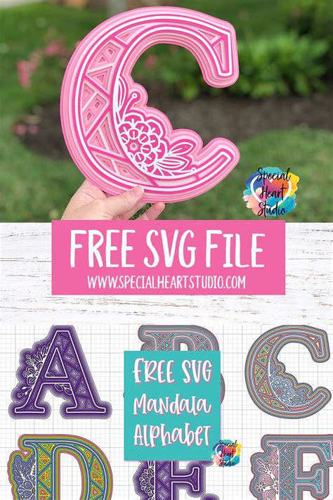 FREE Layered Mandala Alphabet SVG | Cricut free, Svg free files, Free svg