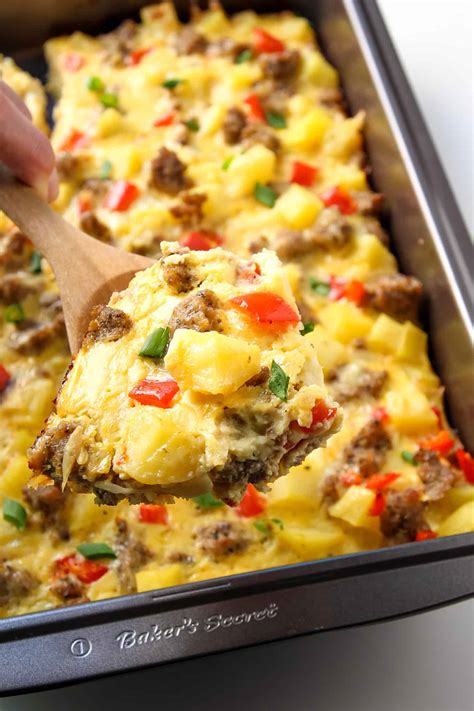 Breakfast Casserole with Eggs, Potatoes and Sausage » LeelaLicious