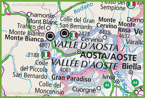 Large detailed Aosta Valley map - Ontheworldmap.com