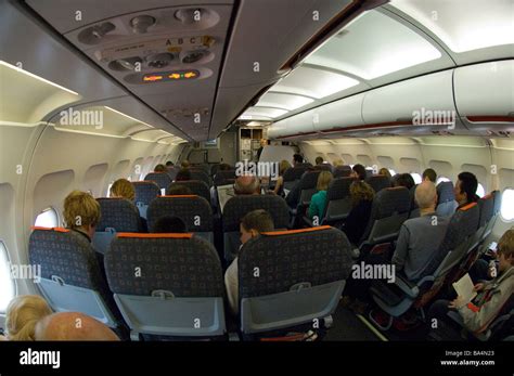 Interior of Easyjet Airbus A319 waiting for take off Stock Photo - Alamy