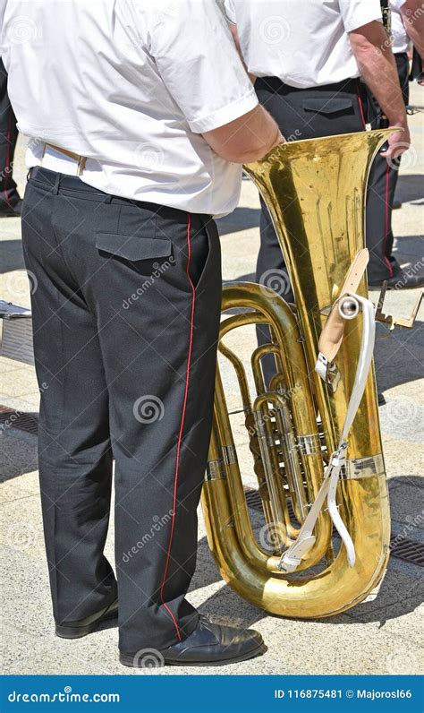 Military Brass Band Members with Instruments Stock Image - Image of ...