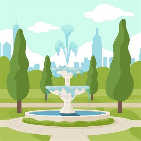 Fountain Park Vector 225956 Vector Art at Vecteezy