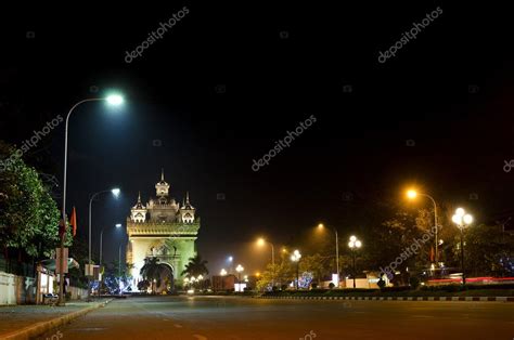 Patuxai arch at night in vientiane, laos Stock Photo by ©jackmalipan ...