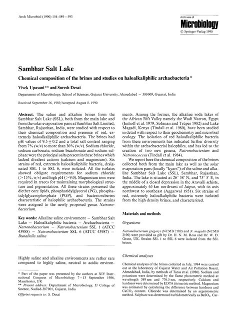 (PDF) Upasani V. N. Microbiological Studies on Sambhar Lake (Salt of ...