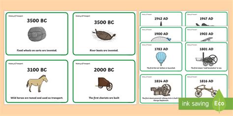 Transport Timeline Cards (teacher made)