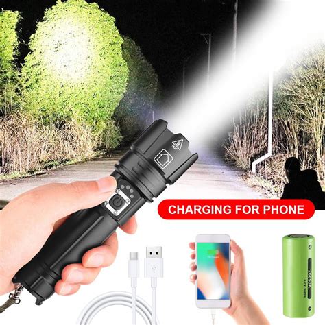 Powerful Flashlight 10000 Lumens,USB Rechargeable XHP70.2 Flashlights ...