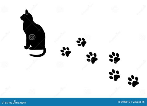 Cat And Paw Prints Stock Photo - Image: 6483810