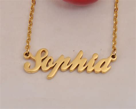 Sophia Custom Name Necklace Personalized Name Plate Necklace - Etsy