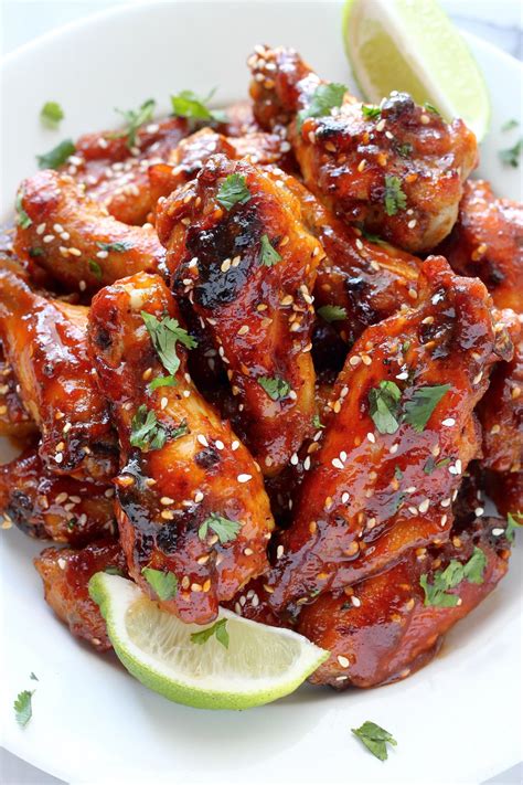 Sweet and Spicy Sriracha Baked Chicken Wings - Baker by Nature