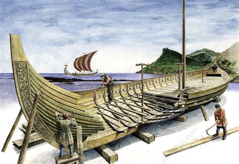 Viking longship, artwork - Stock Image - C001/8881 - Science Photo Library