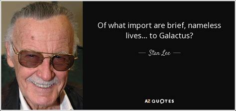 Stan Lee quote: Of what import are brief, nameless lives...