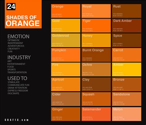 24 Shades of Orange Color Palette – graf1x.com