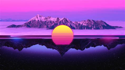 2560x1440 resolution | snow capped mountain, landscape, Retrowave HD ...