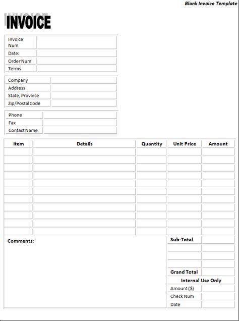 Free Blank Invoice Template | Free Word Templates