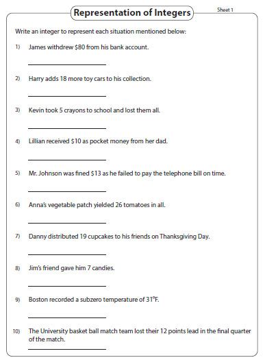 Integer Word Problems Worksheet – Englishworksheet.my.id