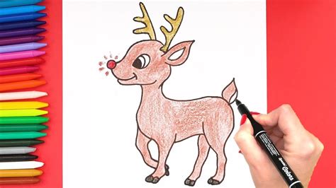 Reindeer Drawing: How to Draw A Reindeer |EASY| Drawing, Coloring ...