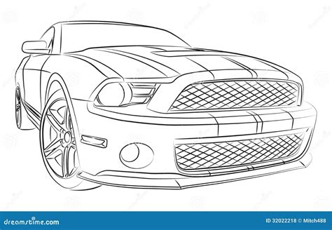 Muscle car drawing stock illustration. Image of industry - 32022218