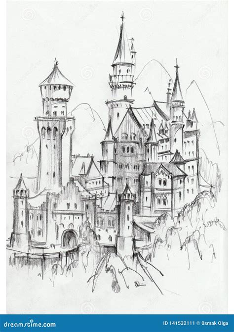 Medieval Castle Drawing Front View