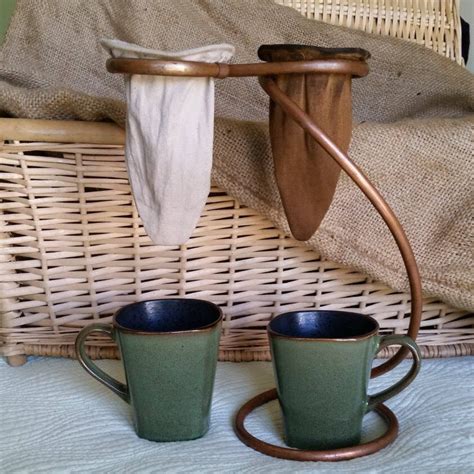 Double Coffee Sock Drip Station Elegant Copper Design