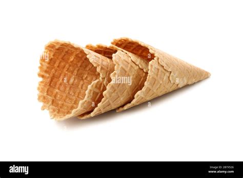 Wafer cones isolated on white background. Sweet ice cream Stock Photo ...