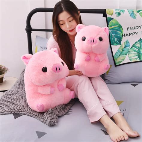 1PC Lovely Fat Round Pig Plush Toy Kawaii Animal Pink Pig Dolls Stuffed ...