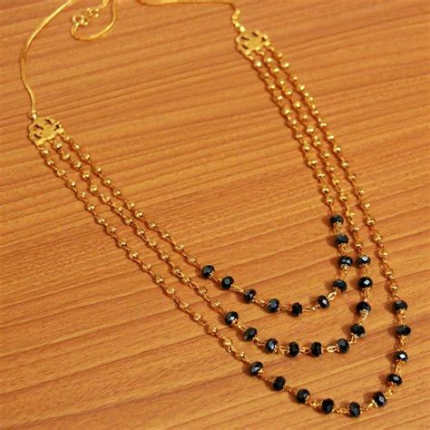 Black Crystal & Gold Bead Necklace - Sanvi Jewels Pvt. Ltd. - 3183160