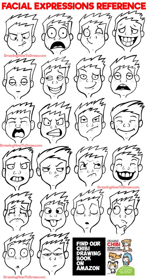 Facial Expressions and Silly Cartoon Faces Reference Sheet – How to ...