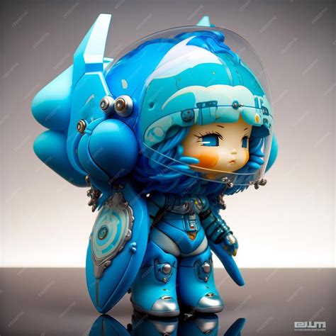 Premium AI Image | A blue toy with a helmet and a helmet that says ...