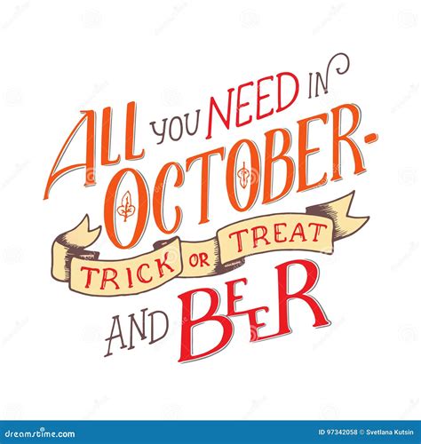 Lettering Quote about October. Lettering Composition Stock Vector ...