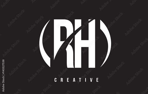 RH R H White Letter Logo Design with Black Background. Stock Vector ...