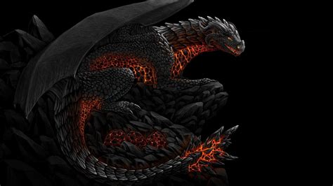 Black and red dragon illustration HD wallpaper | Wallpaper Flare