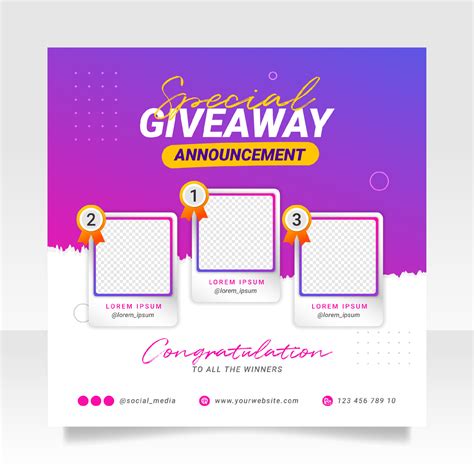 Giveaway winner announcement social media post banner template 12155719 ...