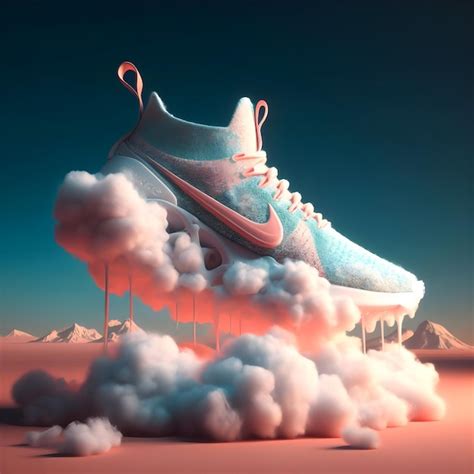 Premium AI Image | Sneakers with clouds in the background 3D rendering