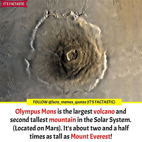 Olympus Mons is the largest volcano and second tallest mountain in the ...