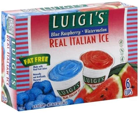 Luigi's Real, Blue Raspberry, Watermelon Italian Ice - 6 ea, Nutrition ...