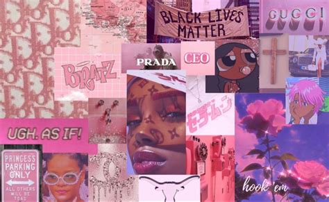 Black And Pink Aesthetic Wallpaper Collage - Fuegoder Revolucion