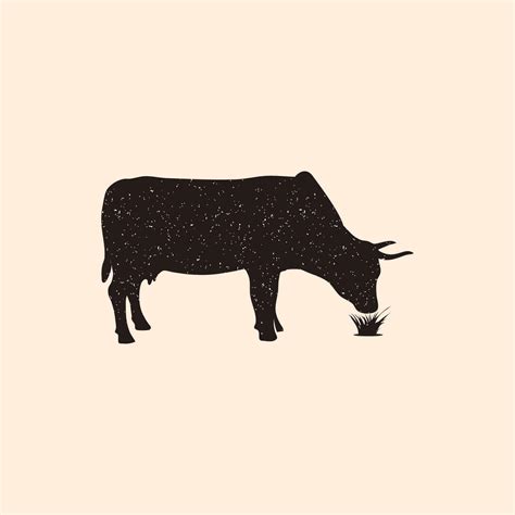 silhouette illustration of a cow eating grass. grunge vector 22352670 ...