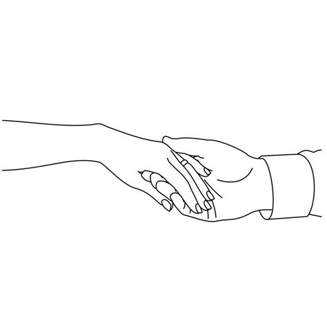 Illustration line drawing a close up of a male and female hands holding ...