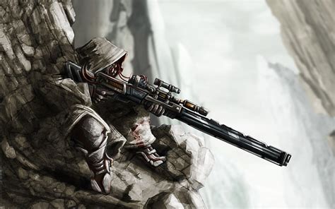 HD wallpaper: soldier holding sniper rifle illustration, anime, battle ...