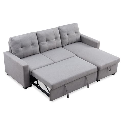 82" Reversible Sleeper Sectional Sofa, L Shape Corner sofa-bed with ...