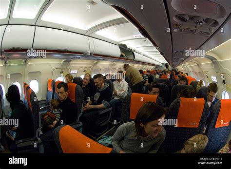 Interior of Easyjet Airbus A319 waiting for take off Stock Photo - Alamy