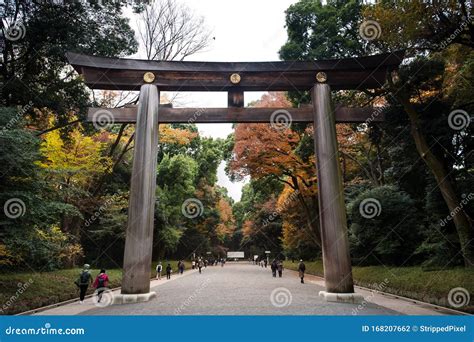 Large Torii Gate at the Entrance To the Meiji Shrine, Shibuya, Tokyo ...