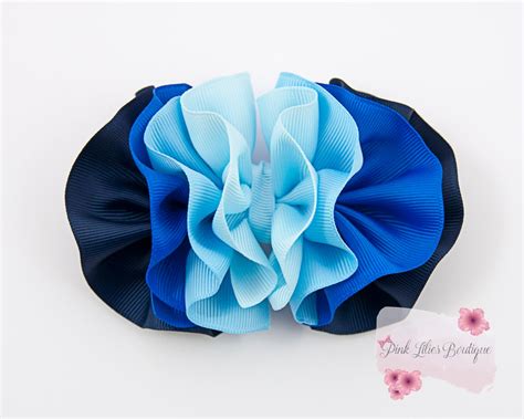 Blue Hair Bow Ruffled Hair Bow Blue Bow Blue Hairbow Girls - Etsy