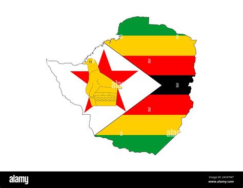 zimbabwe flag map Stock Photo - Alamy