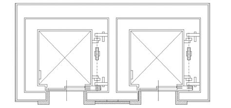 Elevator plan with double box view dwg file - Cadbull