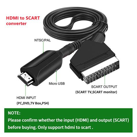 SCART to HDMI Converter Cable HDMI to SCART 1080P Conversion Adapter ...