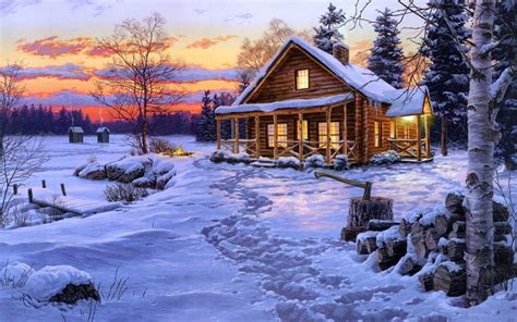 Log Cabin Winter Wallpapers - Top Free Log Cabin Winter Backgrounds ...